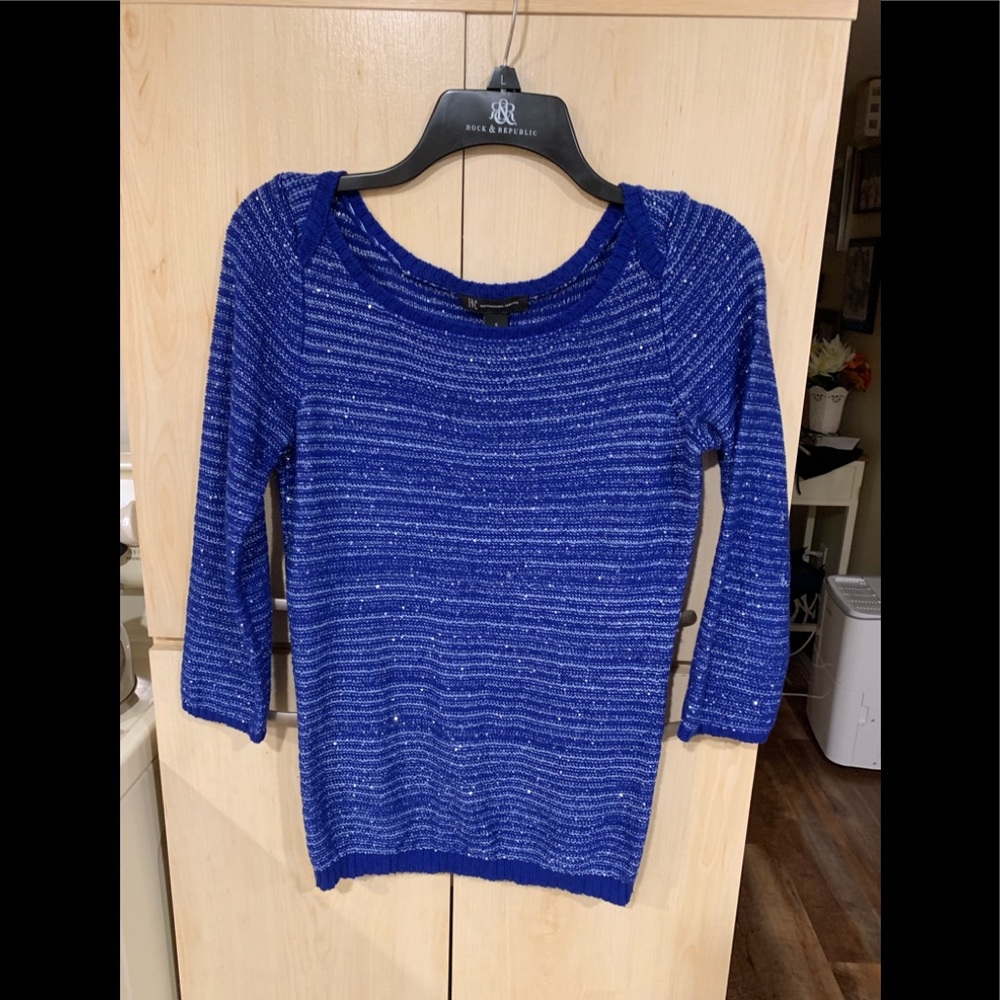 INC size small blue sweater with silver sparkles